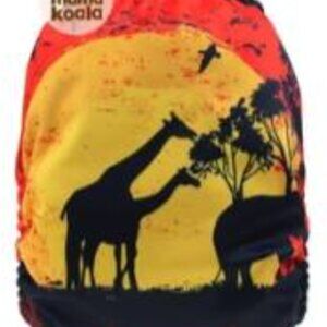 Yellow Orange Black Africa OS Pocket Cloth Diaper by Mama Koala Cloth Diapers